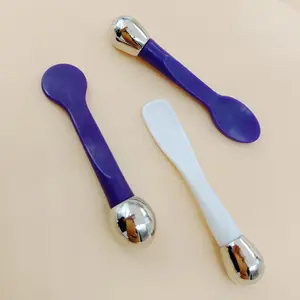 2019 producto crema espátulas herramientas de belleza cuchara de plástico cosmético blanco espátulas