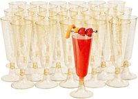 Gobelets à champagne jetables Mingyu élégants en plastique doré pailleté, paroi simple, PS 5,5x16cm, pour traiteur, événements, fêtes, sodas