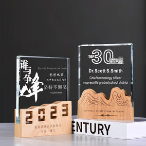 بيع بالجملة جائزة مسابقة الكأس الإبداعية الكلاسيكية قاعدة خشبية محفورة مخصصة شخصية الكريستال الزجاج الجوائز - Product Image 2