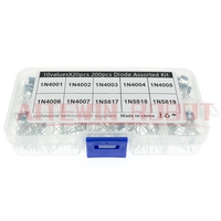 AITEWIN ROBOT 10 valeurs x 20, 200 pièces, kit électronique d'assortiment de diodes redresseuses Schottky à trou, 1N4001~1N4007 1N5817 1N5818 1N5819