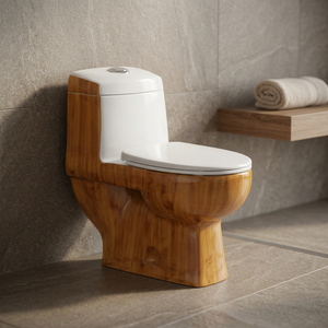 WC monobloc en céramique Vistaar double couleur, cuvette carrée, réservoir encastré, chasse d'eau à double jet, fixation au sol - Product Image 1