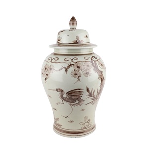 Rzx24/RZSX24-B pots de stockage en céramique pour <span class=keywords><strong>oiseau</strong></span> et grue, pots de gingembre peints à la main en porcelaine Antique marron bleu et blanc - Product Image 1