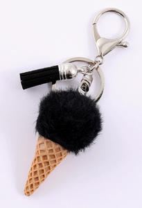 Cute Plush Ice Cream Keychain Pom Pom Furry Pendant Bag Charm Car <b>Key</b> <b>Ring</b> Gift <b>Accessory</b> - Product Image 1