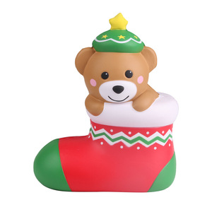 Christmas Bear In Stocking PU Slow <b>Rebound</b> Toy Indoor Decoration - Product Image 1