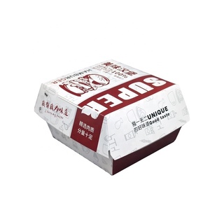 Caja de Hamburguesas Personalizada al por Mayor, Desechable, de Materiales Reciclados, Portátil, de Papel Kraft, para Comida Rápida para Llevar - Product Image 3