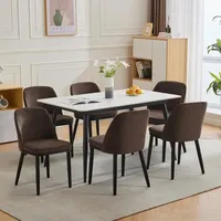 Ensemble de table et chaises de salle à manger modernes en MDF 4 pièces, revêtement en cuir PU, pieds en métal, meubles pour hôtel, appartement, salle à manger