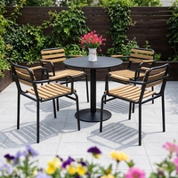 Ensemble table et chaises de bistrot en aluminium moderne avec plateau WPC, résistant à l'eau et aux UV, mobilier d'extérieur pour café, restaurant, balcon, jardin