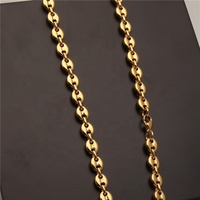 Ensemble de bijoux en acier inoxydable pour hommes, joaillerie européenne PVD 18K, plaqué or, en forme de grains de café, chaîne, collier de Hip hop, à la mode, 8 pièces