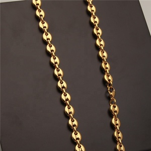 Ensemble <span class=keywords><strong>de</strong></span> bijoux en acier inoxydable pour hommes, joaillerie européenne PVD 18K, plaqué or, en forme <span class=keywords><strong>de</strong></span> grains <span class=keywords><strong>de</strong></span> <span class=keywords><strong>café</strong></span>, chaîne, collier <span class=keywords><strong>de</strong></span> Hip hop, à la mode, 8 pièces - Product Image 6