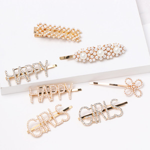 <span class=keywords><strong>Go</strong></span> Party – épingles à cheveux en perles de diamant pour filles, à la mode, avec lettre HAPPY, pinces à cheveux à fleurs, pinces à cheveux, Barrettes - Product Image 3