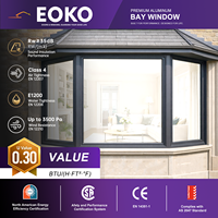 Fenêtre en baie moderne EOKO en aluminium avec grands panneaux de verre fixes, design à cadre fin, pour vue panoramique et lumière naturelle