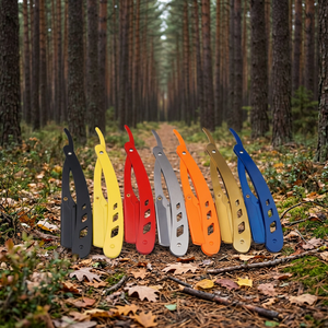 Juego de Navajas Plegables Metálicas de Colores para Exteriores, Herramientas de Supervivencia para Camping y Senderismo, Cuchilla Única de Acero Inoxidable Multicolor para Afeitar el Cuerpo - Product Image 1