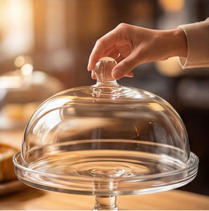 Verre clair Cloche gâteau <span class=keywords><strong>d</strong></span>ôme couverture Dessert présentoir à la main cristal nourriture couverture verrerie pour la maison mariage Café - Product Image 5