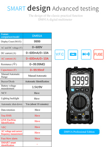 มัลติมิเตอร์วัดโอห์ม โวลต์มิเตอร์ รุ่น DM91A ขนาดเล็ก สำหรับมืออาชีพ - Product Image 3