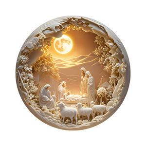 Decorazione della resurrezione del paese Spot parete rotonda pittura in legno Gesù nascita Logo appesa decorazioni natalizie - Product Image 1