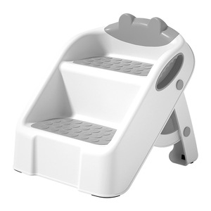 Baby Toilet <b>Step</b> <b>Stool</b> Two <b>Step</b> Grey Plastic <b>Foldable</b> With Handrails For 2-4 Years Kids Bath Potty Use - Product Image 3