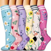 Atmungsaktive Kniehohe Blumen-Kompressionsstrümpfe OEM Großhandel Nylon-Spandex-Stützstrümpfe für Krankenschwestern Reisen Private Label Lieferant