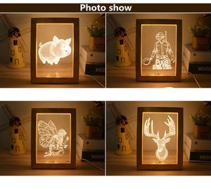 Cadre photo personnalisé en bois gravure laser acrylique lampe à LED 3D pour chambre salon décoration artistique Valenti de Noël - Product Image 5
