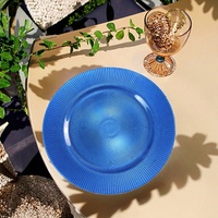 Assiette de présentation en plastique bleu marine de 13 pouces, écologique, réutilisable, personnalisée, pour mariage formel, marque MIDAS
