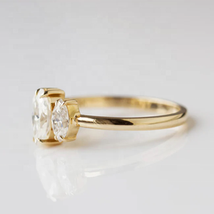 Bague de fiançailles ZYO personnalisée en argent 925 de haute qualité avec trois moissanites VVS, coupe marquise, plaquée or, pour femmes et hommes - Product Image 6