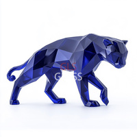 Figurine d'animal en cristal émaillé sculpté à la main léopard en cristal pour la décoration de la maison