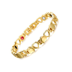 Pulsera de Energía de Acero Inoxidable con Logotipo Chapado en Oro de 24K, Forma de Corazón, 17.8g/pcs19.3g/pcs, Funciones de Adelgazamiento y Cuidado de la Salud, Unisex - Product Image 3