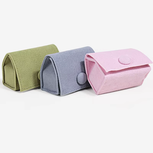 Bolsa de Almacenamiento de Joyas de Terciopelo en Colores Pastel Morandi, con Forma de Arco, Cierre de Botón a Presión, Portátil y Ligera - Product Image 5