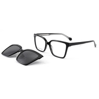 Monturas Ópticas Cuadradas de Acetato al por Mayor con Clip, Multiestilo, Ligeras, de Material de Acetato, para Uso Diario, con Lentes de Patrón Sólido