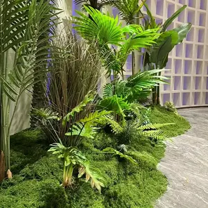 Tapis de mousse artificielle verte, mousse plastique réaliste, mur végétal, décoration de jardin et de sol - Product Image 5