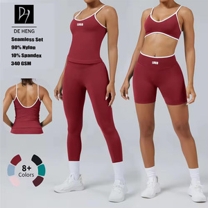 Set da Yoga per <span class=keywords><strong>Donna</strong></span> con Logo Personalizzato, Motivo Leopardato e Colori a Blocchi, <span class=keywords><strong>Abbigliamento</strong></span> <span class=keywords><strong>Sportivo</strong></span> Senza Cuciture per Palestra e Fitness - Product Image 2