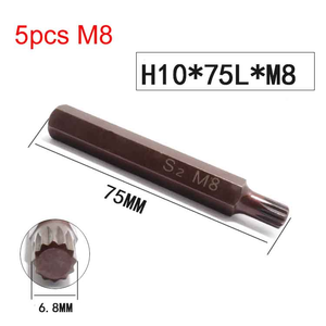 <span class=keywords><strong>Puntas</strong></span> de <span class=keywords><strong>Destornillador</strong></span> Torx de Acero S2 de China, Longitud de 75 mm, <span class=keywords><strong>3</strong></span> Pulgadas, 12 <span class=keywords><strong>Puntas</strong></span>, Eje Hexagonal de 10 mm, Punta de Impacto en Forma de <span class=keywords><strong>Estrella</strong></span>, M5 M6 M8 M10 M12 - Product Image 4