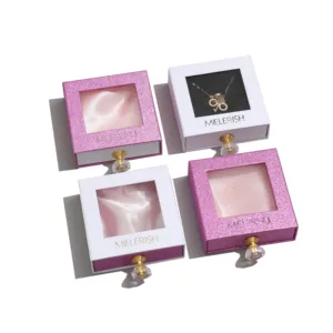 Boîte-cadeau de tiroir à bijoux Portable de qualité supérieure avec boîte d'emballage de bijoux en satin de soie avec fenêtre propre boîte à tiroir ouverte latérale