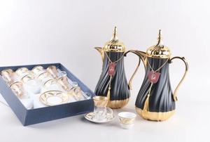 Tetera árabe de 1000ML, taza de 120ml, plato Relife, tazas Cawa de 75ML, juego de tetera con tapa dorada, olla Dallah, frascos de vacío de café árabe - Product Image 3