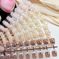 24 faux ongles carrés courts en ABS, style minimaliste, couleur unie, préfabriqués, prêts à poser pour les doigts