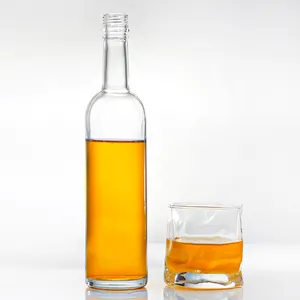 Custom 350ML 500ML 750ML 700ML tapón de rosca de alta calidad vacío tequila Whisky Ron Gin vodka botella con tapón de corcho