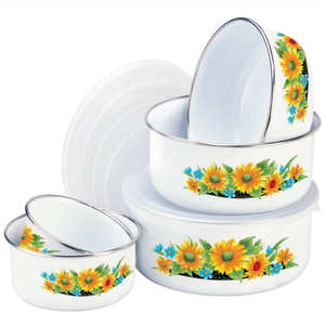 Fond rond forme Émail Stockage glace Bol Ensemble - Product Image 3