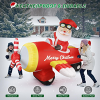 Avion de Noël gonflable de 8 pieds avec Père Noël et éclairage LED, décoration de Noël pour jardin, pelouse, maison, extérieur, fête de fin d'année