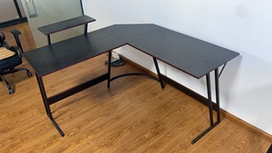 Modern Home Office <strong>PC</strong> Desk Corner Gaming <strong>Table</strong> with LED Cup Holder and Headset Hanger Made of <strong>Wood</strong> and Metal - Product Image 3