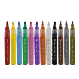 High Quality 12 Pack Private Logo Colored Water Based Ink Acrylic Paint Marker Pens