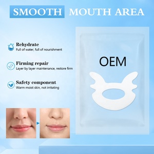 Mascarilla Hidrogel Vegana Antiarrugas para Labios y Pliegues Nasolabiales con Ginseng Herbal y Colágeno de Algas Marinas, Hidratante y para Piel Seca, Marca Privada OEM - Product Image 2