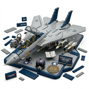 Set de Bloques de Construcción MOC del Avión de Combate F-14 Tomcat - Edición Aniversario de 1250 Piezas, Modelo de Avión para Armar, Juguete de Ladrillos para Adultos - Product Image 3