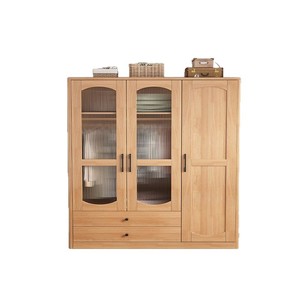 Armario Minimalista de Madera Maciza, Combinación de Armario de Dos Puertas, Armario de Pie con Gran Capacidad de Almacenamiento para Dormitorio - Product Image 5
