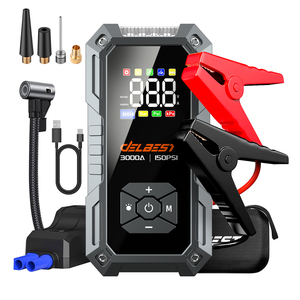 Kit de démarrage de voiture portable 4-en-1 avec compresseur d'air 150 PSI, gonfleur de pneus intelligent, booster de batterie 12V - Product Image 1
