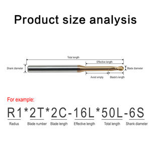 Фреза концевая шаровая DARUISIKE CNC, HRC60, удлиненная, 2-зубая, из карбида вольфрама, OEM R0.5 - Product Image 3