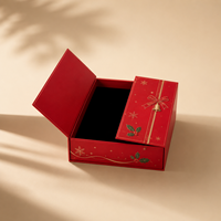 Boîte cadeau de Noël personnalisée de haute qualité en carton recyclé à double porte avec fermeture magnétique, poignée en éponge, carton ondulé pour emballage de luxe