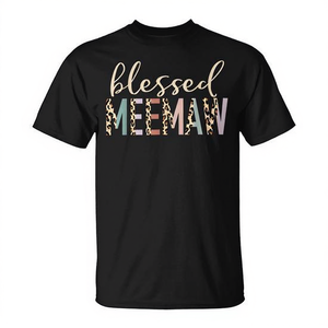Camiseta con estampado de leopardo Blessed Meemaw, camisa informal para mujer - Product Image 2