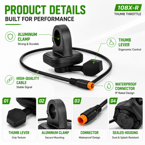 Motor de buje sin escobillas con acelerador de montaje derecho 108X-R Wu Xing, piezas de bicicleta eléctrica impermeables de alta calidad - Product Image 3