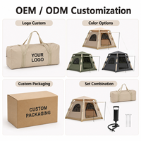 Carpa Inflable Ligera e Impermeable de 4.6 m² para 2-3 Personas, Portátil, de Oxford 300D, con 2 Puertas y 2 Ventanas, para las Cuatro Estaciones, Protección UV