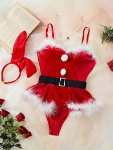Милое и милое рождественское платье без бретелек для взрослых женское нижнее белье для рождественской вечеринки пижама сексуальная привлекательность - Product Image 4