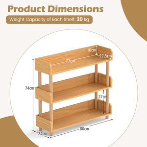 Étagère de rangement multi-niveaux sur pied, bibliothèque rectangulaire pour bureau et maison, rangement pour livres, jouets, articles divers, ustensiles de cuisine - Product Image 2